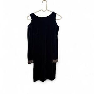 Cato Green Velvet Dress Small Beaded Cuffs Zip Back